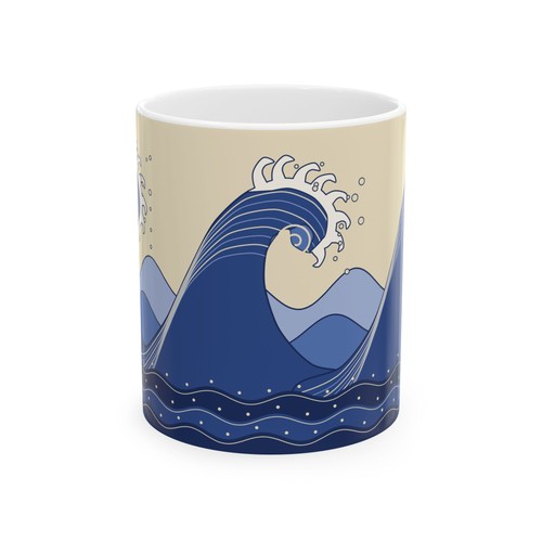 Ocean waves mug japanese - ocean, style