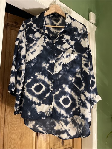 Indigo blue white chiffon - chiffon, tie
