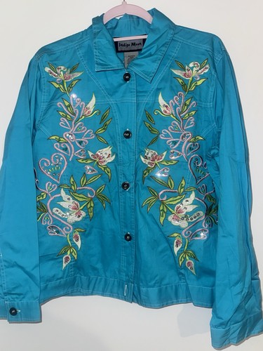 Indigo moon teal floral - indigo,